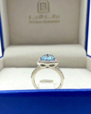 Topaz Trillion Silver Ring - IGI Certified - Dokkana Gemstones