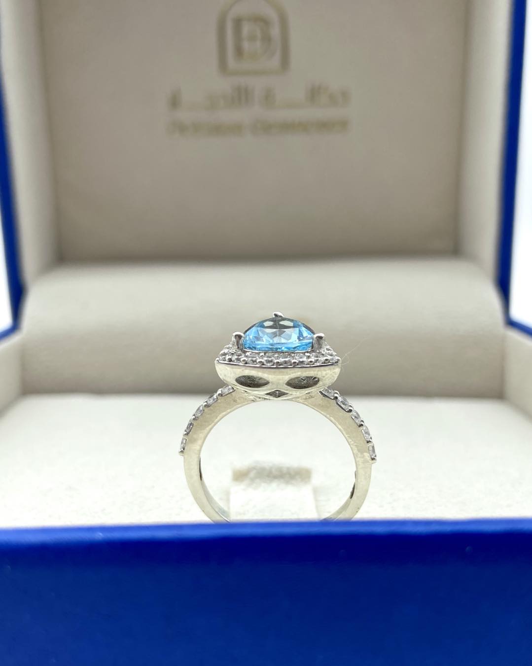 Topaz Trillion Silver Ring - IGI Certified - Dokkana Gemstones