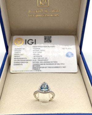 Topaz Trillion Silver Ring - IGI Certified - Dokkana Gemstones