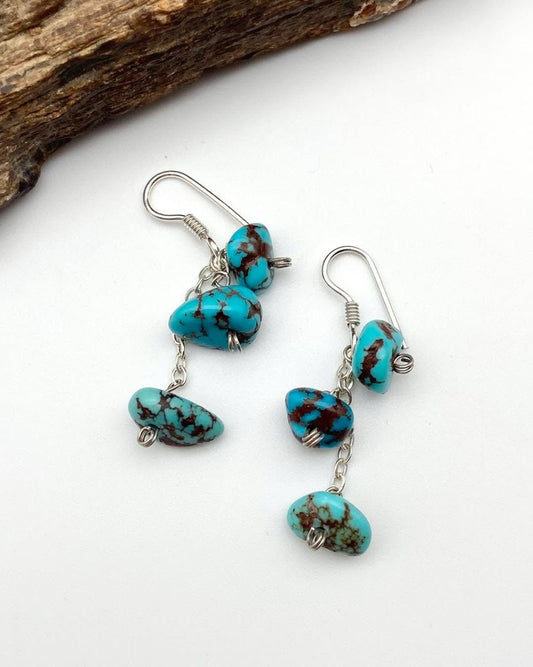 Turquoise Silver Earring - Dokkana Gemstones