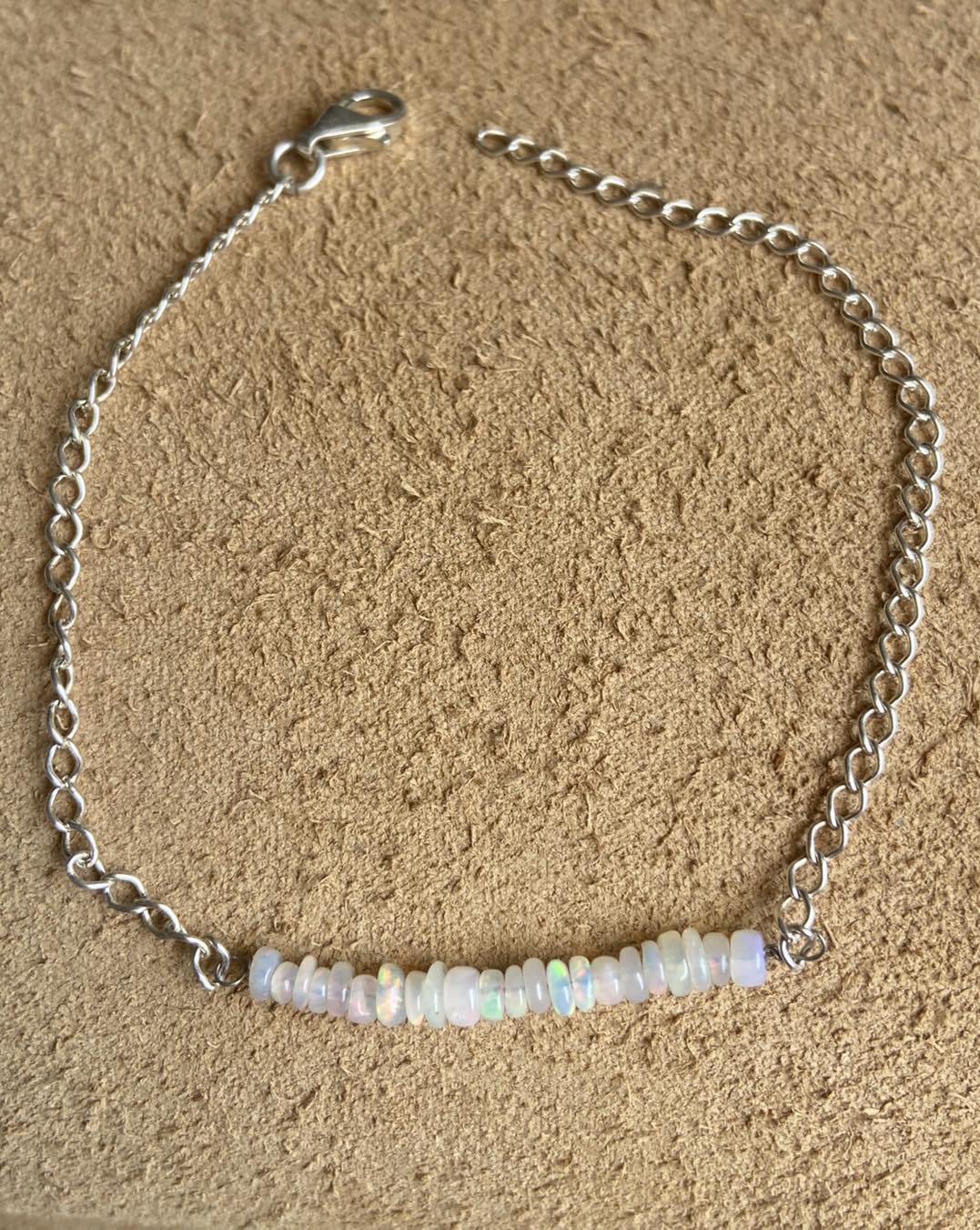 White Opal Silver Bracelet - Dokkana Gemstones